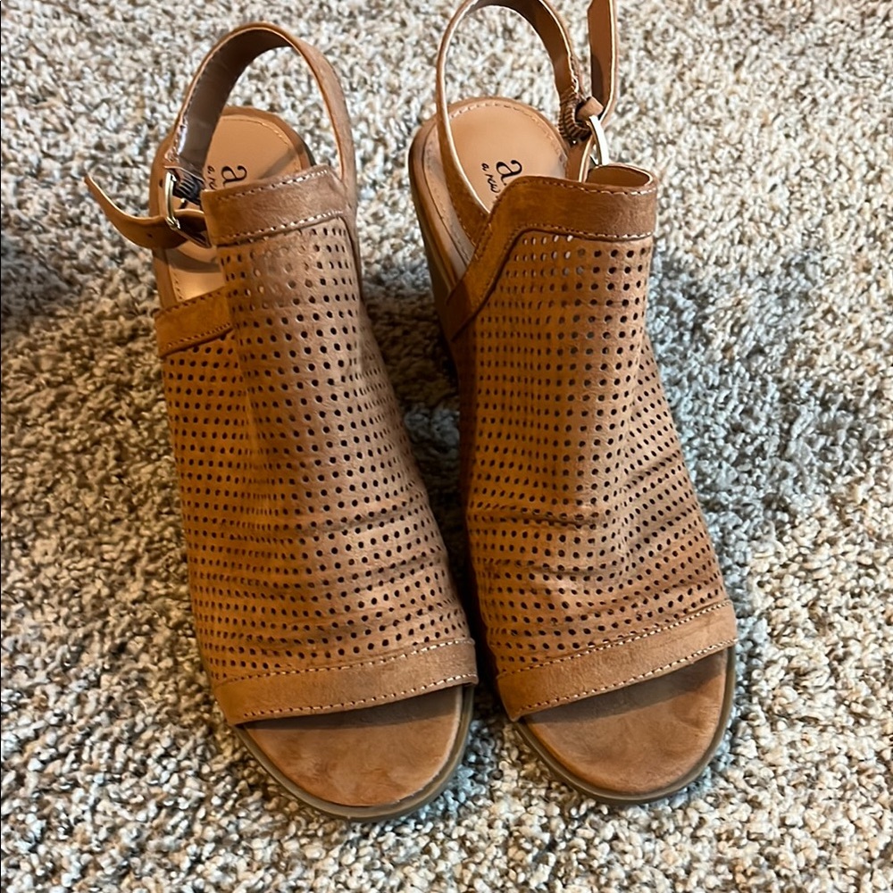 Brown Perforated Slingback Sandals